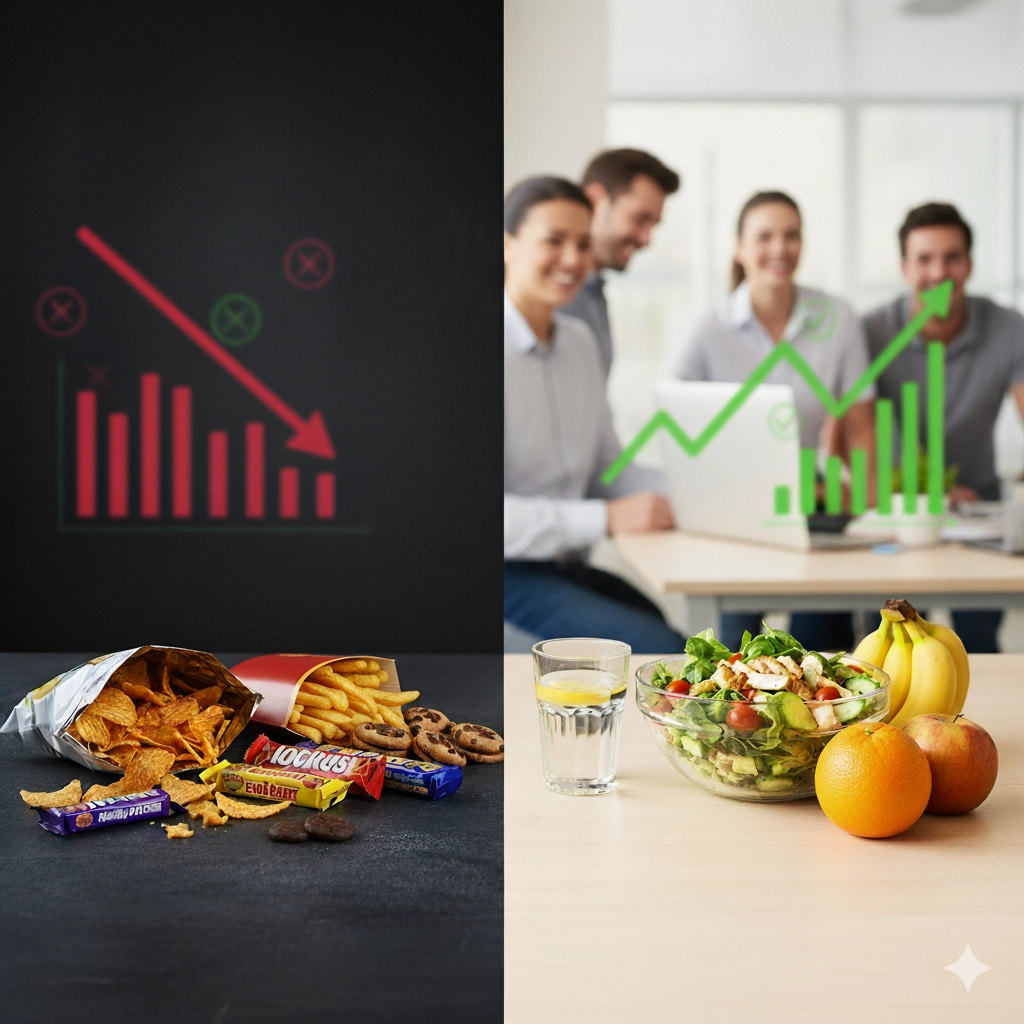 Inwestycja w energię pracownika: Jak złe nawyki żywieniowe wpływają na absencję, produktywność i ROI firmy?